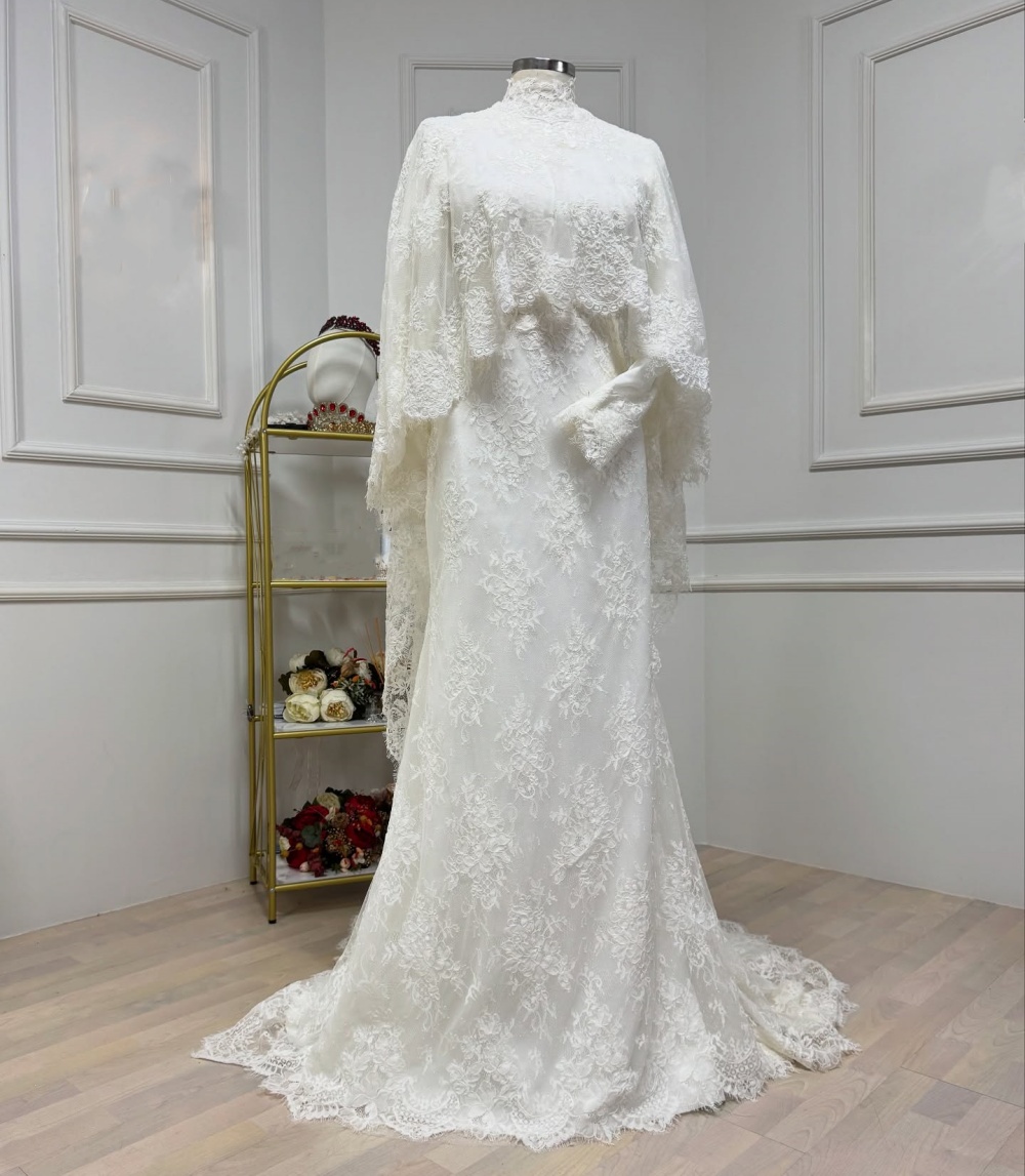 Women Formal Wear Dress - Customized Lace High Collar Trumpet Floor-length