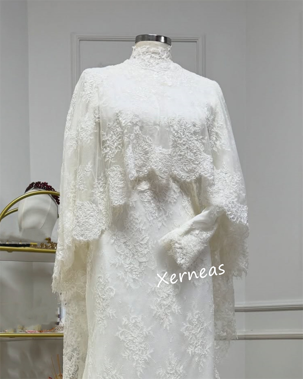 Customized Lace High Collar Tr - đánh giá và giá Women Formal Wear Dress