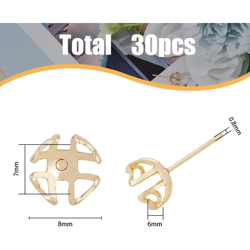 30Pcs Earring Mounting 4-Heart - đánh giá và giá Pearl Earring Stud
