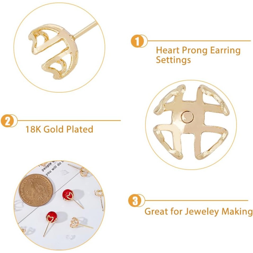 30Pcs Earring Mounting 4-Heart - đánh giá và giá Pearl Earring Stud