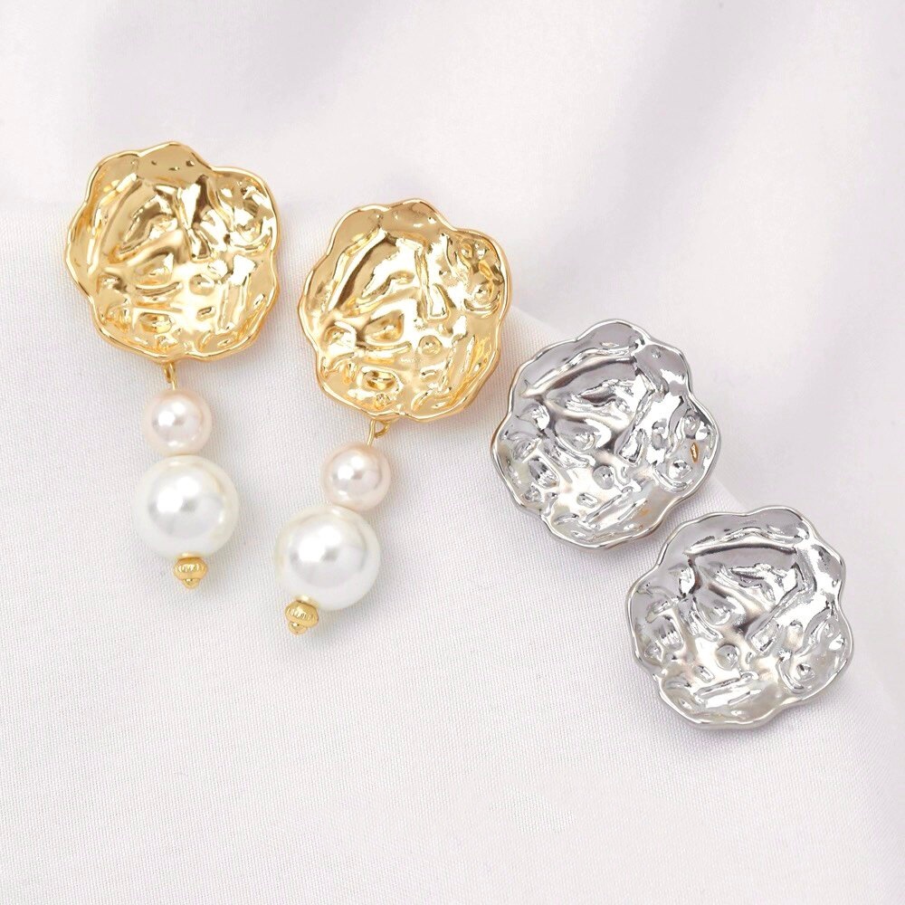 2pcs 18K Gold-Plated Pleated F - đánh giá và giá Pearl Earring Stud
