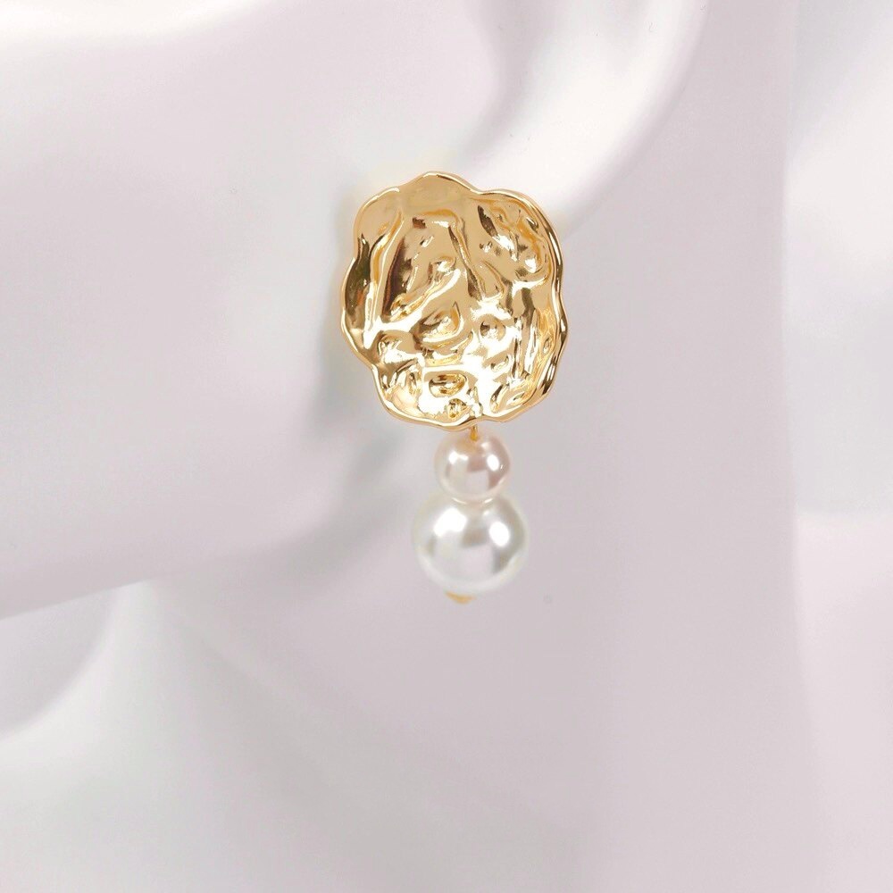 2pcs 18K Gold-Plated Pleated F - đánh giá và giá Pearl Earring Stud