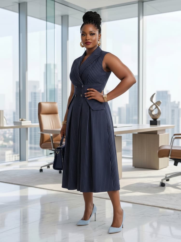 Plus Size Lapel Sleeveless Dou - đánh giá và giá Women Formal Wear Dress