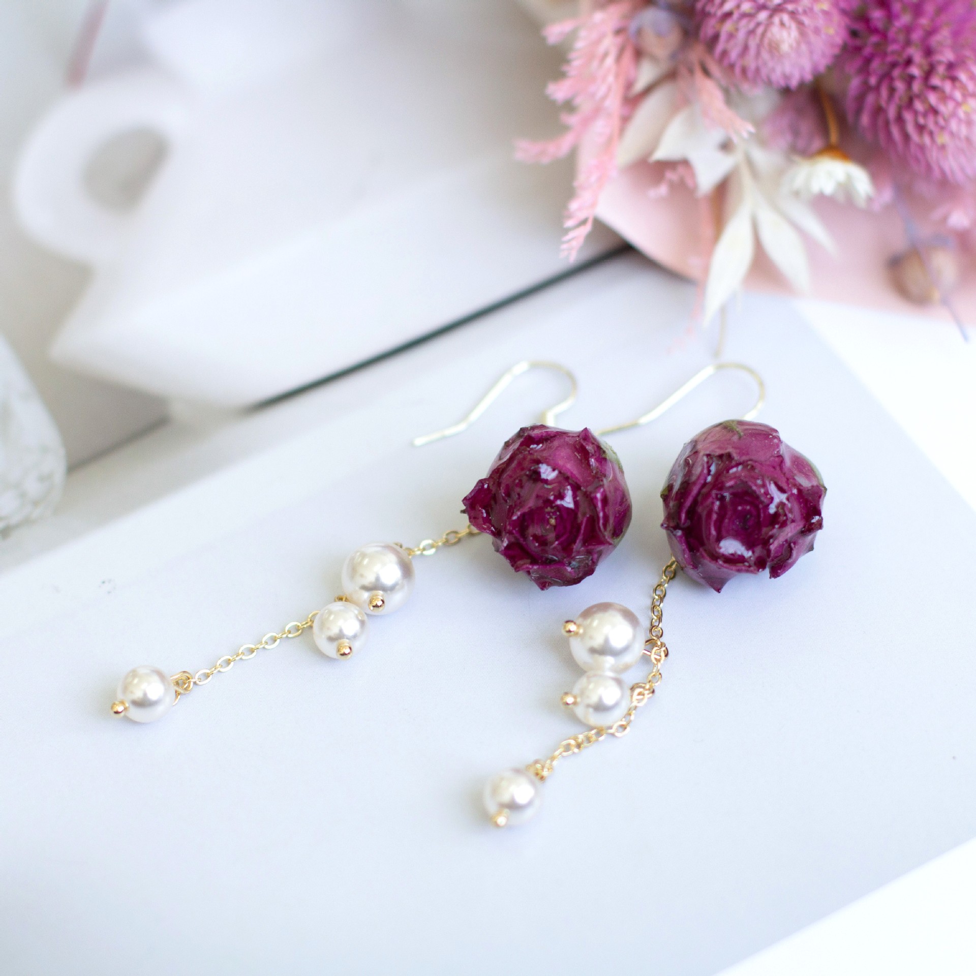Elegant Immortal Rose Pearl Ta - đánh giá và giá Pearl Earring Stud