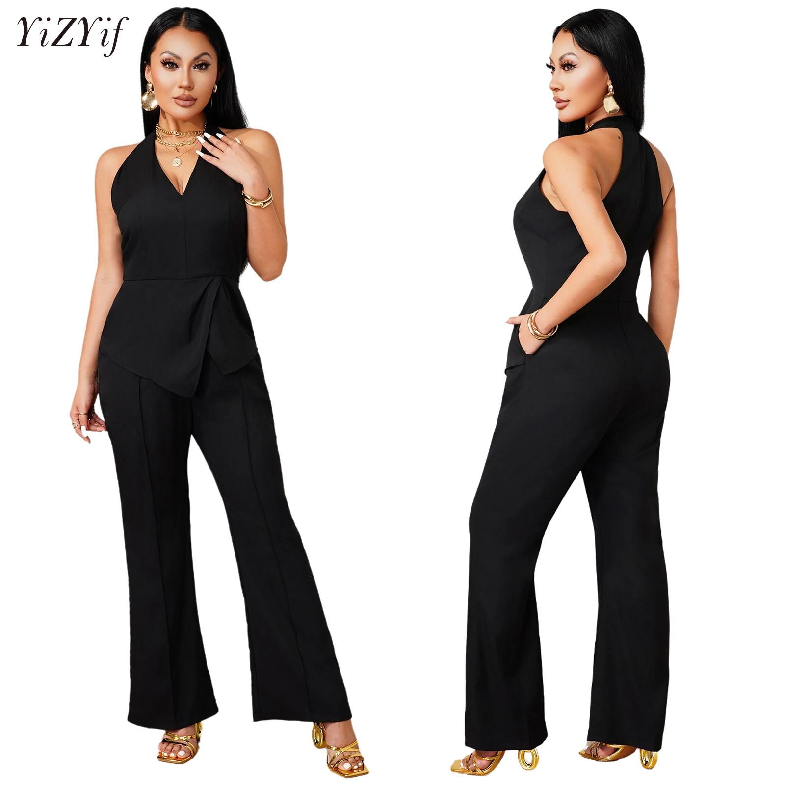 Sleeveless V-neck Jumpsuit Asy - đánh giá và giá Women'S Elegant Formal Wear