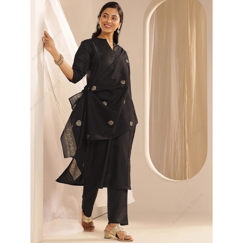 Women's Black Jacquard Kurta P - đánh giá và giá Women'S Formal Traditional Wear
