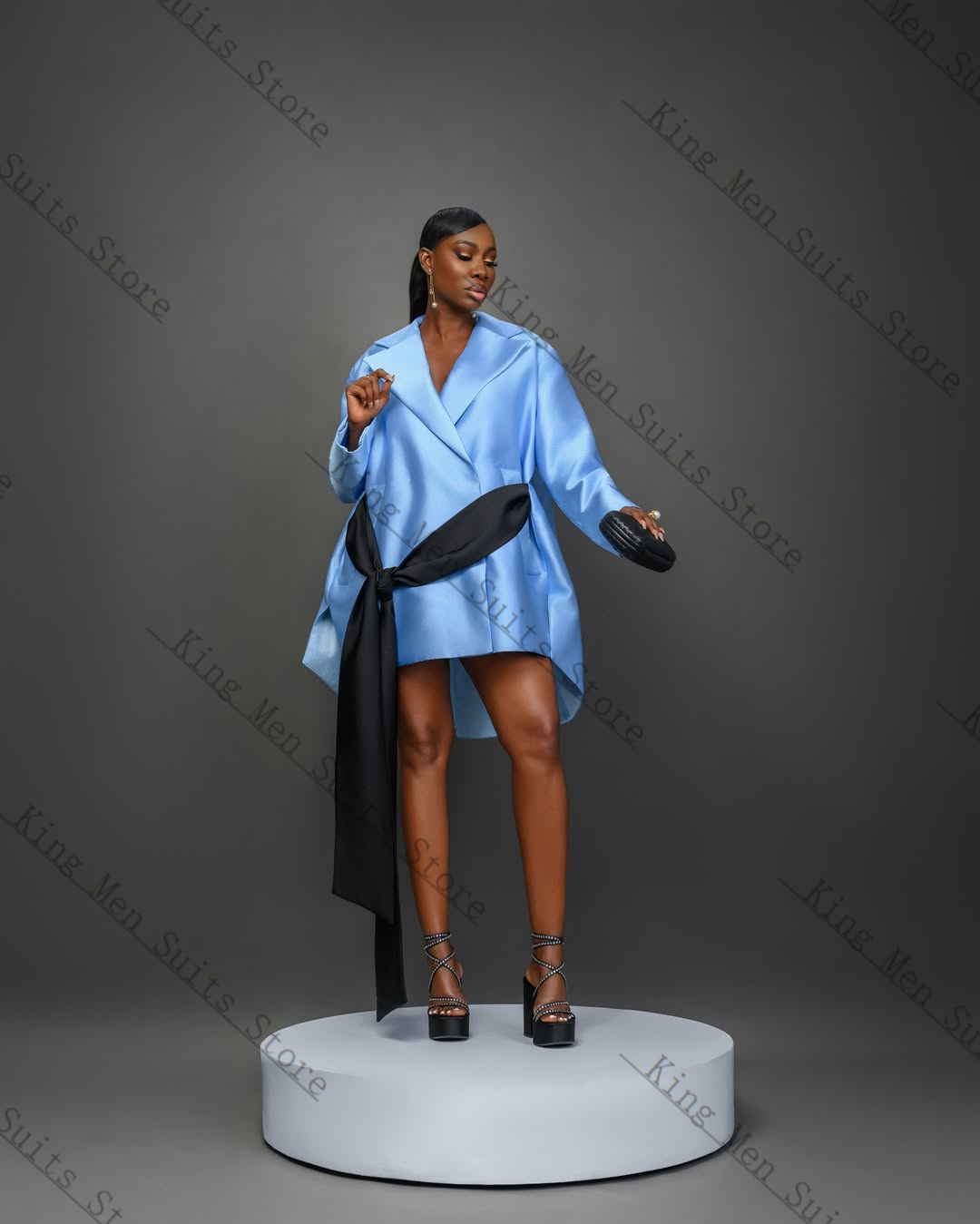 Blue Elegant Women Suit Skirt  - đánh giá và giá Women Formal Wear Belt