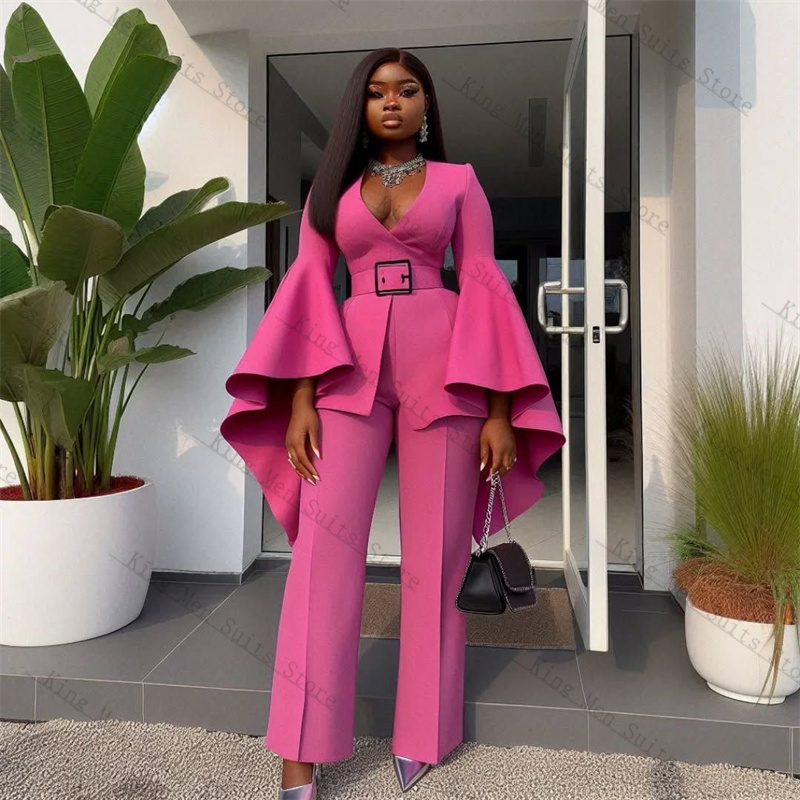 Pink Women Suits Set 2 Piece B - đánh giá và giá Women Formal Wear Belt