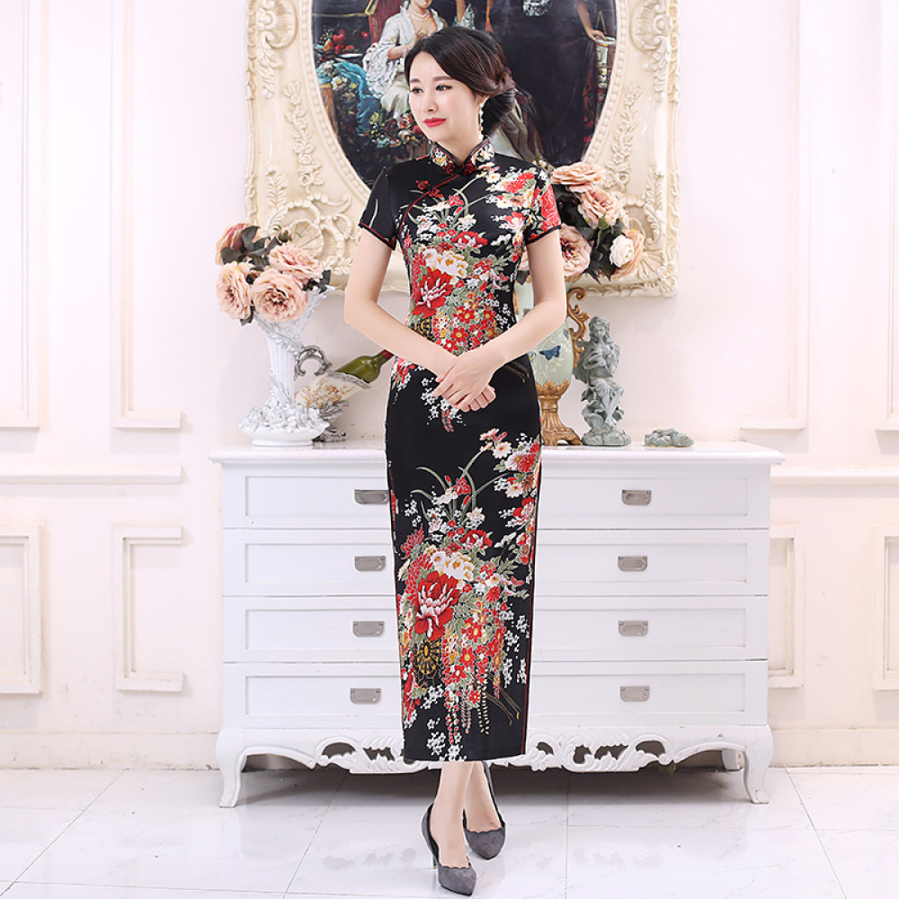 Classic Satin Cheongsam Long D - đánh giá và giá Women'S Formal Traditional Wear